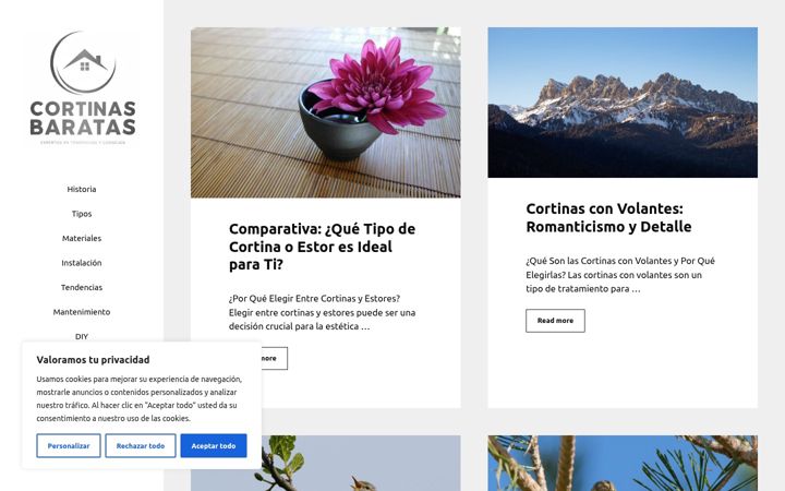 Screenshot of cortinasbaratas.net