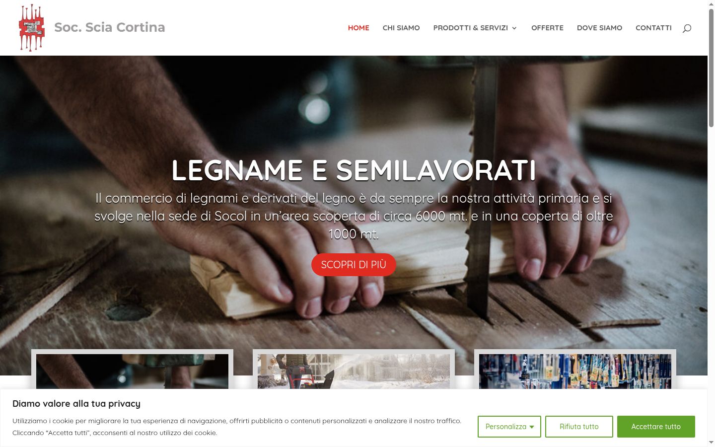 Screenshot del banner di consenso mostrato prima di qualsiasi interazione
