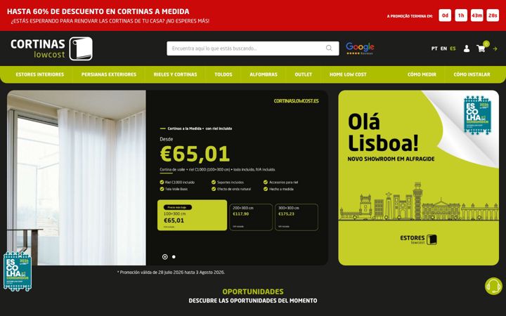 Screenshot of cortinaslowcost.es