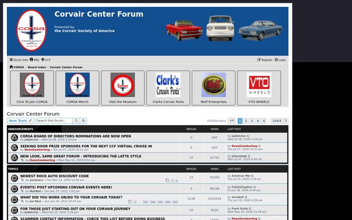 Screenshot ta' corvaircenter.com
