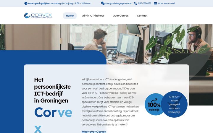 Screenshot of corvex.nl