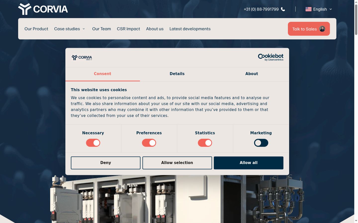 Screenshot del banner di consenso mostrato prima di qualsiasi interazione
