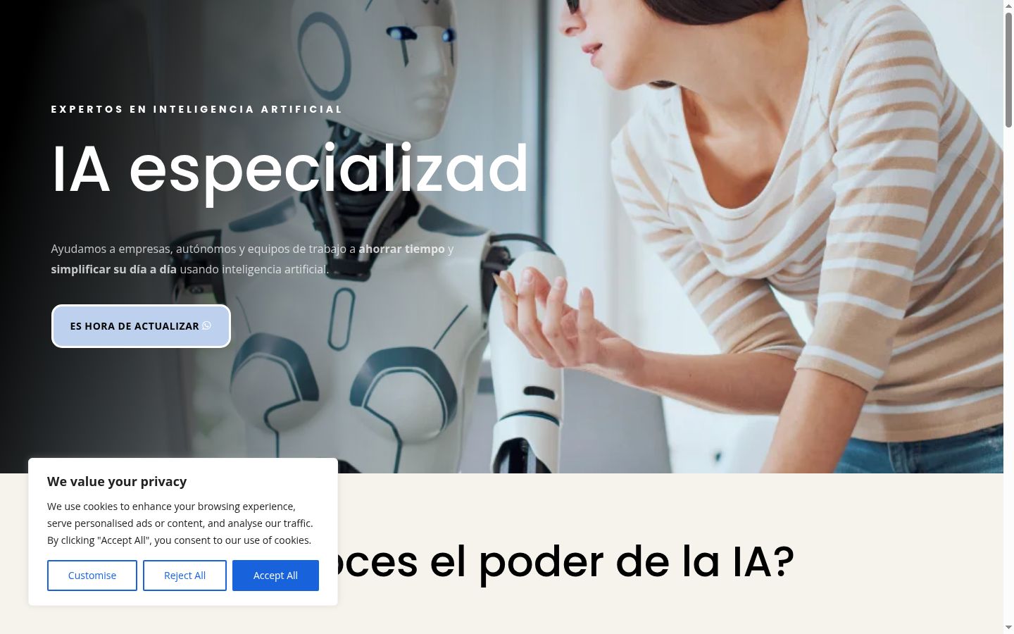 Captura de ecrã do banner de consentimento apresentado antes de qualquer interação
