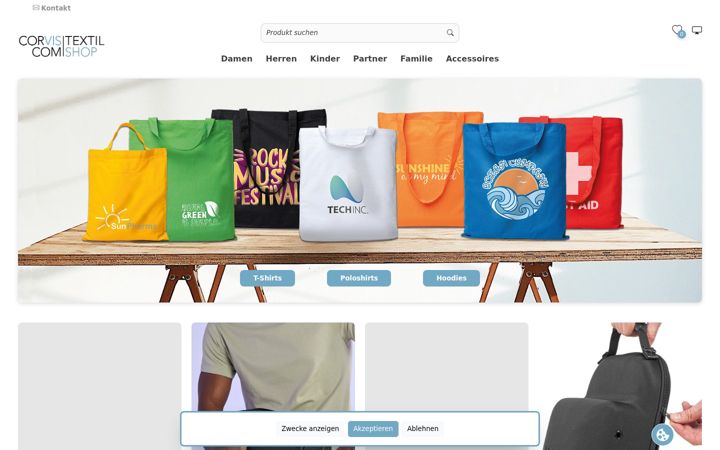 Screenshot of corviscom-textilshop.de
