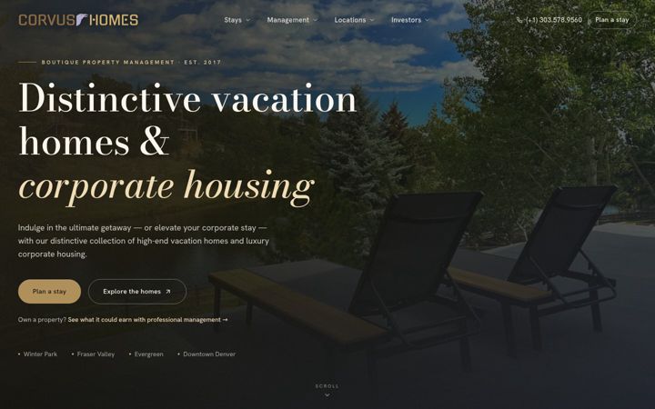 Screenshot of corvushomes.com