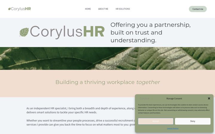 Screenshot of corylus-hr.co.uk