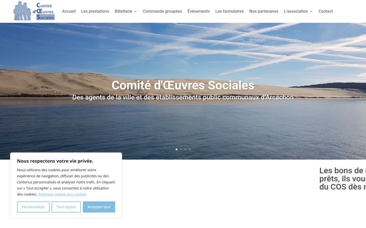 Kuvakaappaus sivustosta cos-arcachon.org