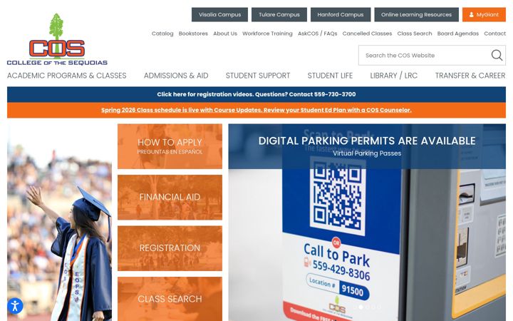 Screenshot of cos.edu