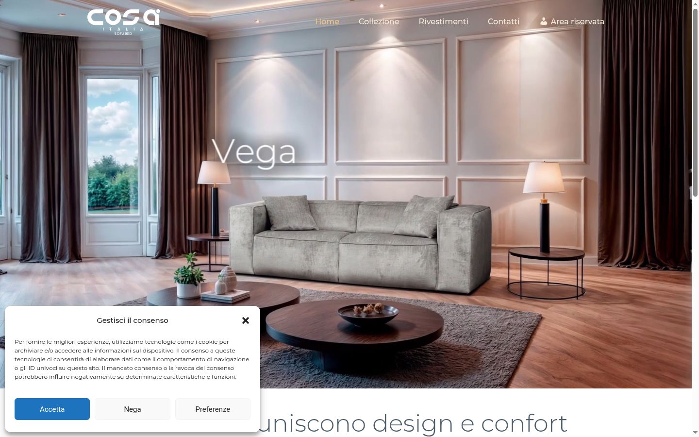 Screenshot del banner di consenso mostrato prima di qualsiasi interazione