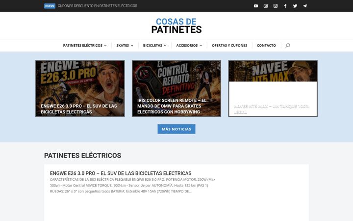 Screenshot of cosasdepatinetes.com