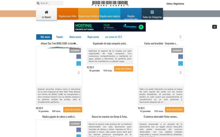 Screenshot of cosasguapas.com