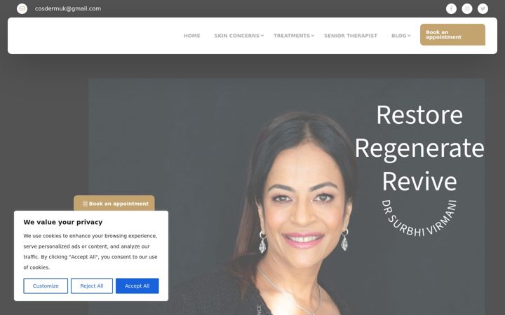 Screenshot of cosderm.co.uk