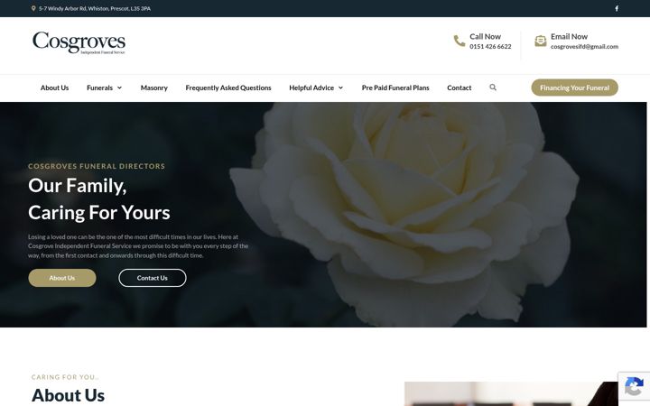Screenshot of cosgrovefuneralservices.co.uk