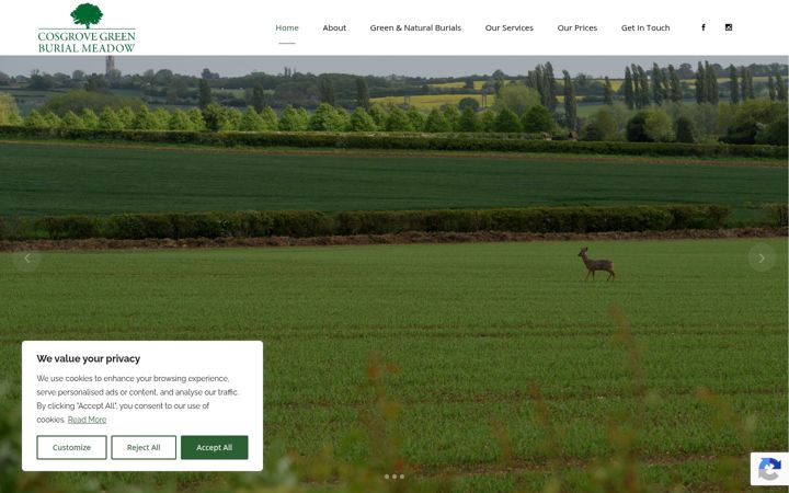 Screenshot of cosgrovegreenburial.co.uk