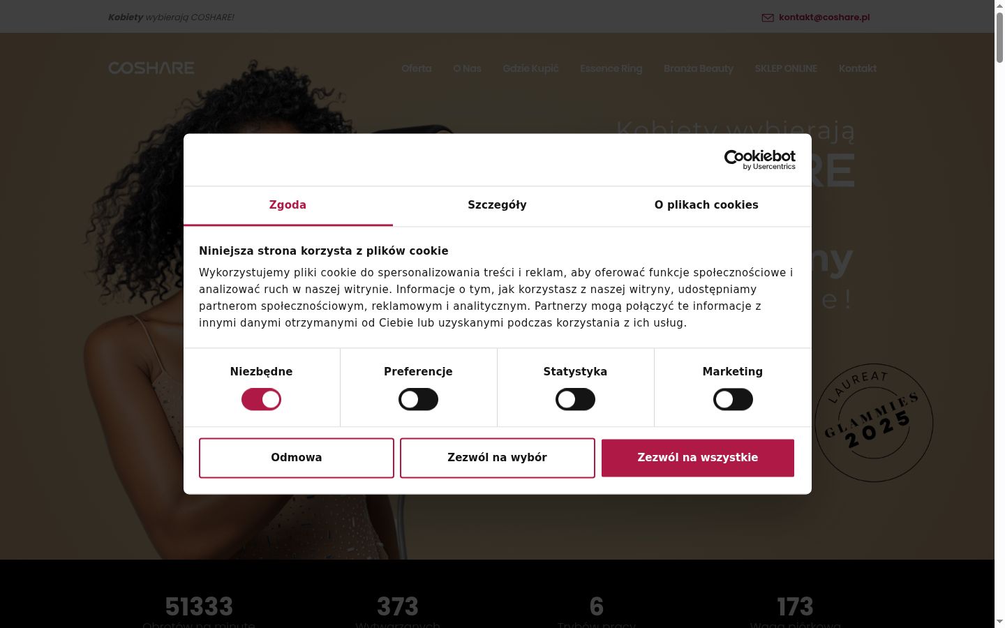 Posnetek zaslona pasice za privolitev, prikazane pred kakršno koli interakcijo
