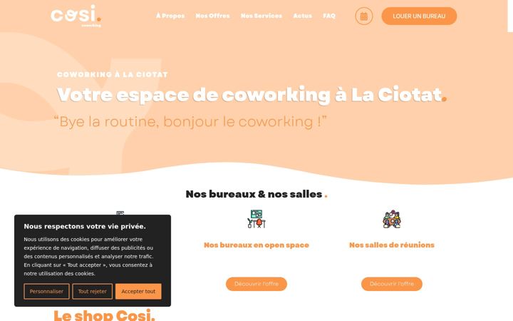 Kuvakaappaus sivustosta cosicoworking.fr