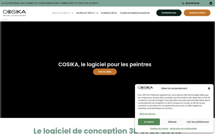 Kuvakaappaus sivustosta cosika.fr