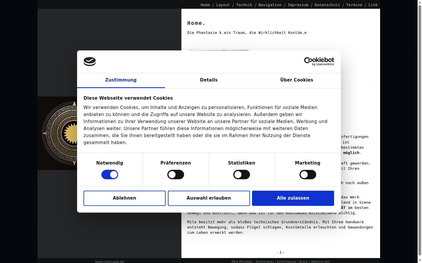 Captura de ecrã do banner de consentimento apresentado antes de qualquer interação
