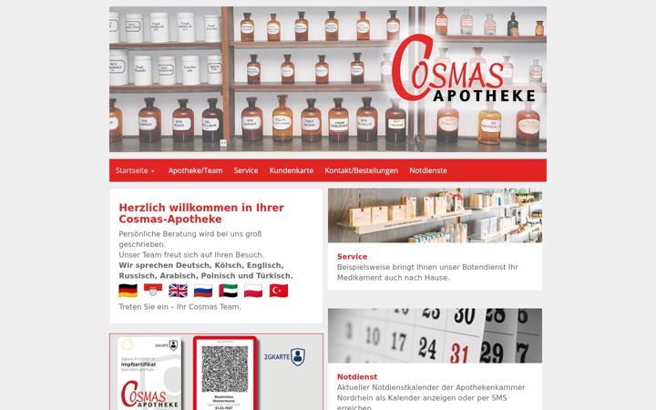 Screenshot of cosmas-apotheke-koeln.de