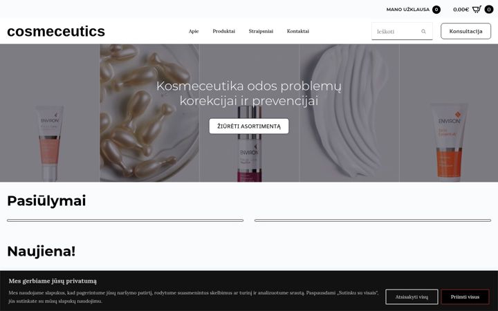 Screenshot di cosmeceutics.lt