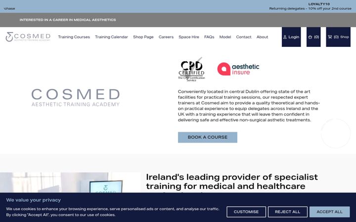 Screenshot di cosmed.ie
