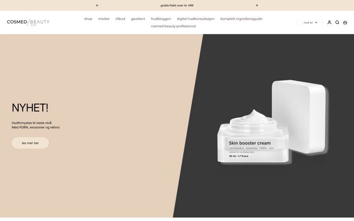 Ekrano kopija cosmedbeautyshop.no