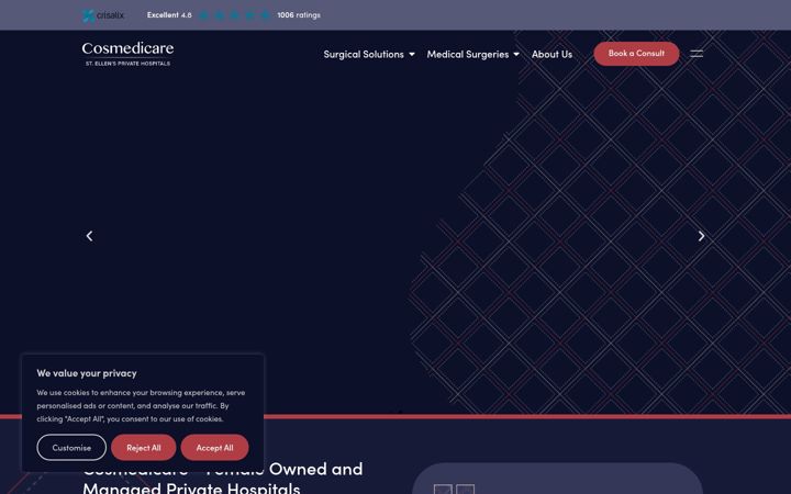 Screenshot of cosmedicare.uk