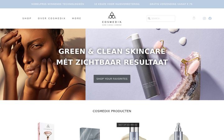 Screenshot of cosmedixskincare.nl
