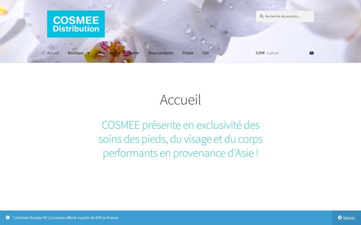 Kuvakaappaus sivustosta cosmee.fr