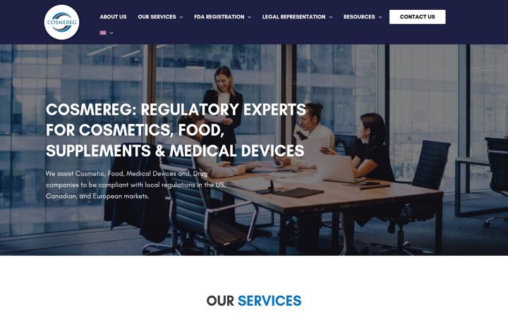 Screenshot of cosmereg.com
