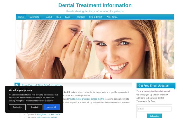 Screenshot of cosmetic-dental-treatments.info