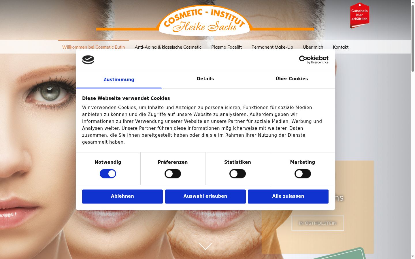 Captura de ecrã do banner de consentimento apresentado antes de qualquer interação