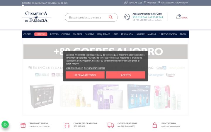 Kuvakaappaus sivustosta cosmeticadefarmacia.es