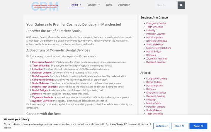 Screenshot of cosmeticdentist-manchester.com