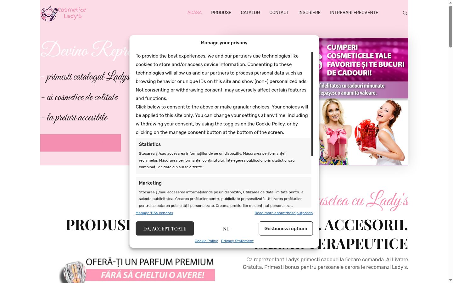 Screenshot of the consent banner shown before any interaction
