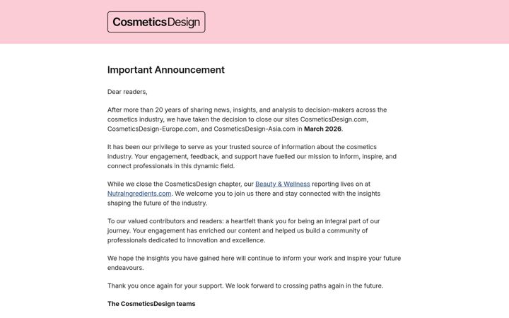 Screenshot of cosmeticsdesign-europe.com