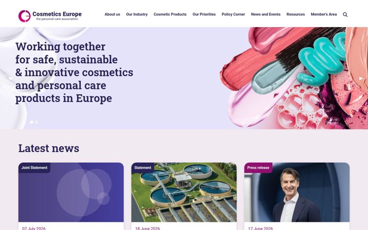 Screenshot of cosmeticseurope.eu