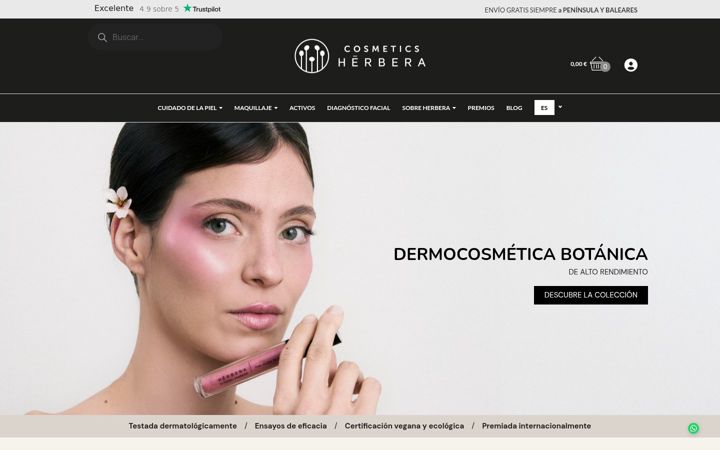 Screenshot of cosmeticsherbera.com