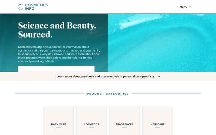 Screenshot of cosmeticsinfo.org