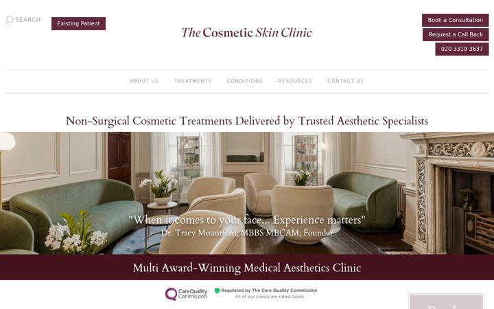 Screenshot of cosmeticskinclinic.com