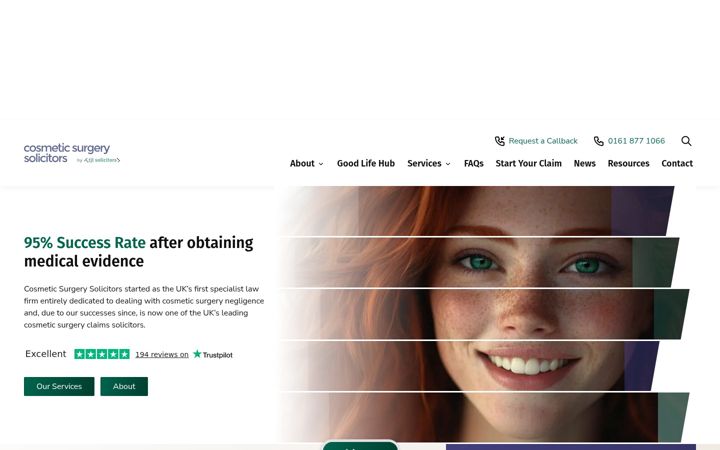 Screenshot of cosmeticsurgeryclaims.com