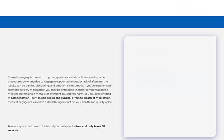 Screenshot of cosmeticsurgeryclaimsscotland.uk