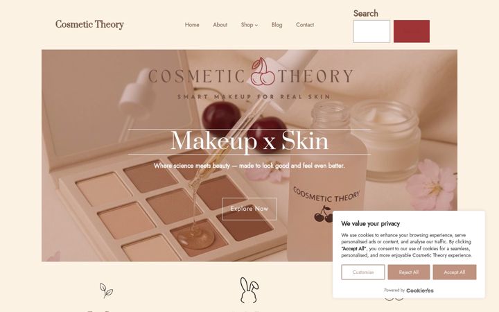 Ekrano kopija cosmetictheory.no