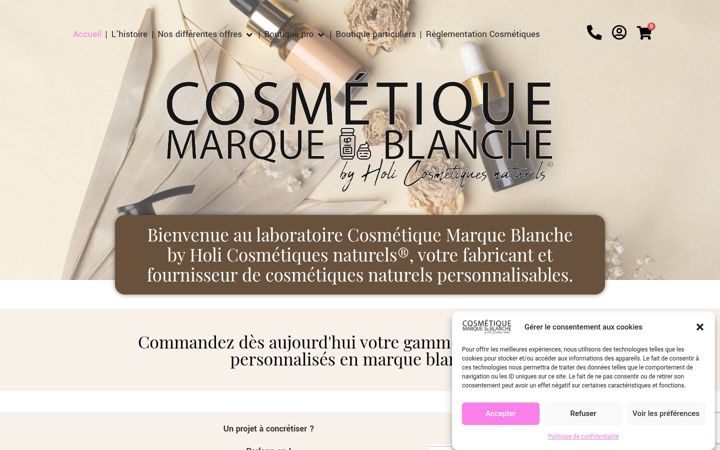 Zrzut ekranu cosmetique-marque-blanche.fr
