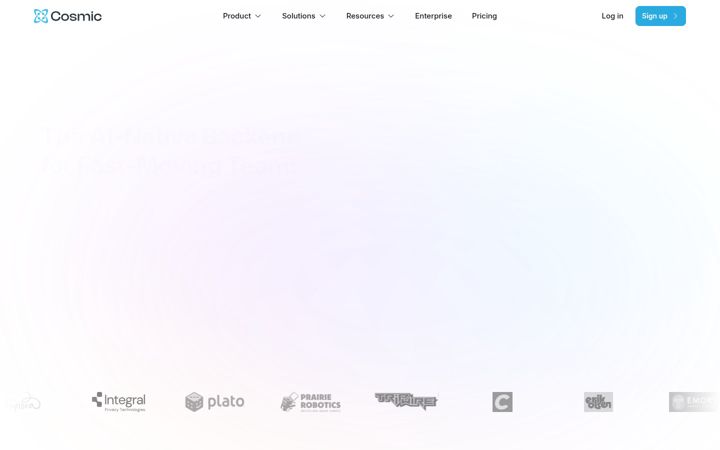 Screenshot of cosmicjs.com
