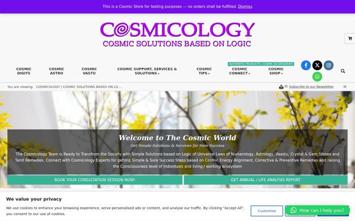 Ekrānuzņēmums no cosmicology.in