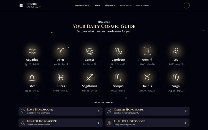 Screenshot of cosmicsanctuary.co