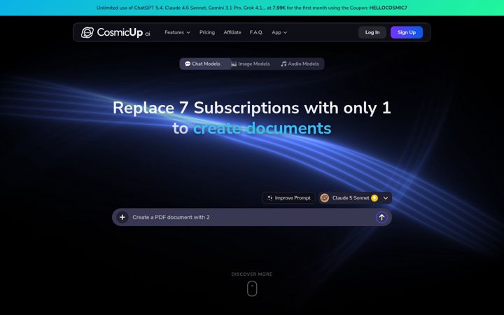 Screenshot of cosmicup.me