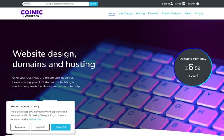 Screenshot of cosmicwebdesign.co.uk