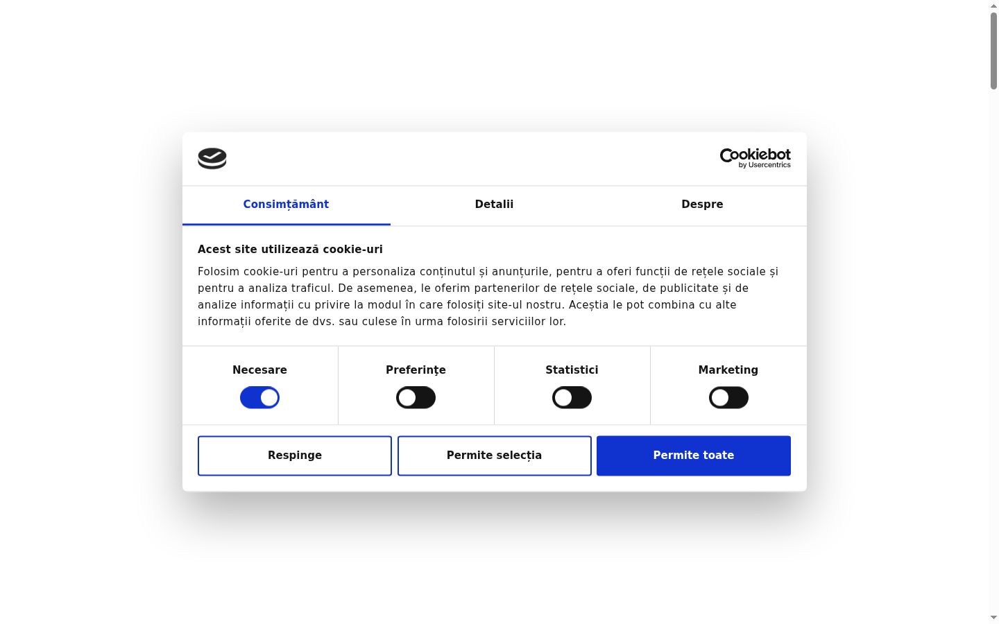 Screenshot del banner di consenso mostrato prima di qualsiasi interazione